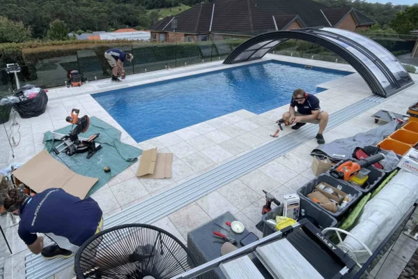 Retractable pool enclosure installation KBL Pool Enclosures Australia